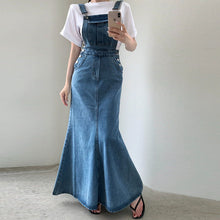 画像をギャラリービューアに読み込む, デニムサスペンダーワンピース
