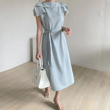 画像をギャラリービューアに読み込む, ボートネックフレア袖デートワンピース
