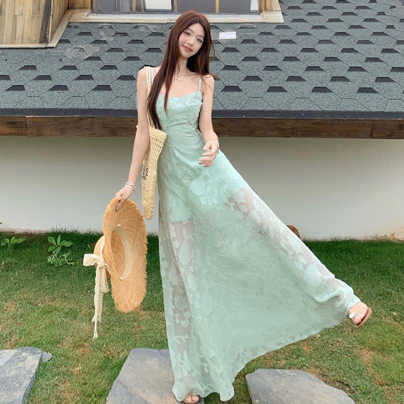 レース花柄キャミワンピース