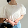 メッシュパフスリーブ半袖Tシャツトップス