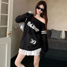 画像をギャラリービューアに読み込む, ケーブルニット透かし彫りトップス
