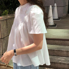 画像をギャラリービューアに読み込む, プリーツ半袖シャツトップス
