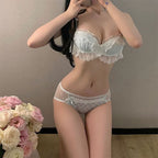 ブラジャー & ショーツセット レース リボン モチーフ 可愛い ランジェリー