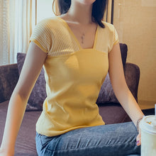 画像をギャラリービューアに読み込む, ストライプ柄フレンチ袖ニットトップス
