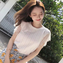 画像をギャラリービューアに読み込む, ニット切替レースフリル裾ニットトップス
