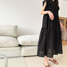 画像をギャラリービューアに読み込む, 透かし彫りレースフレンチ袖ワンピースデートワンピース
