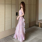 2 色展開 花柄シフォンキャミソールワンピース + ガウンセット レディース大人可愛いデート服