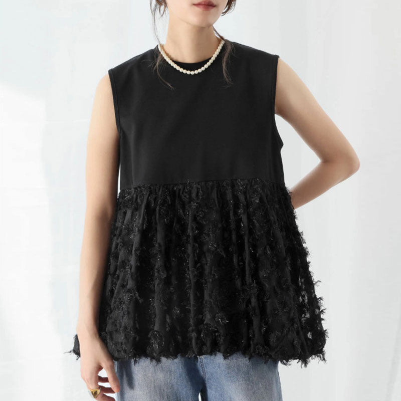 ノースリーブ切替Tシャツトップス