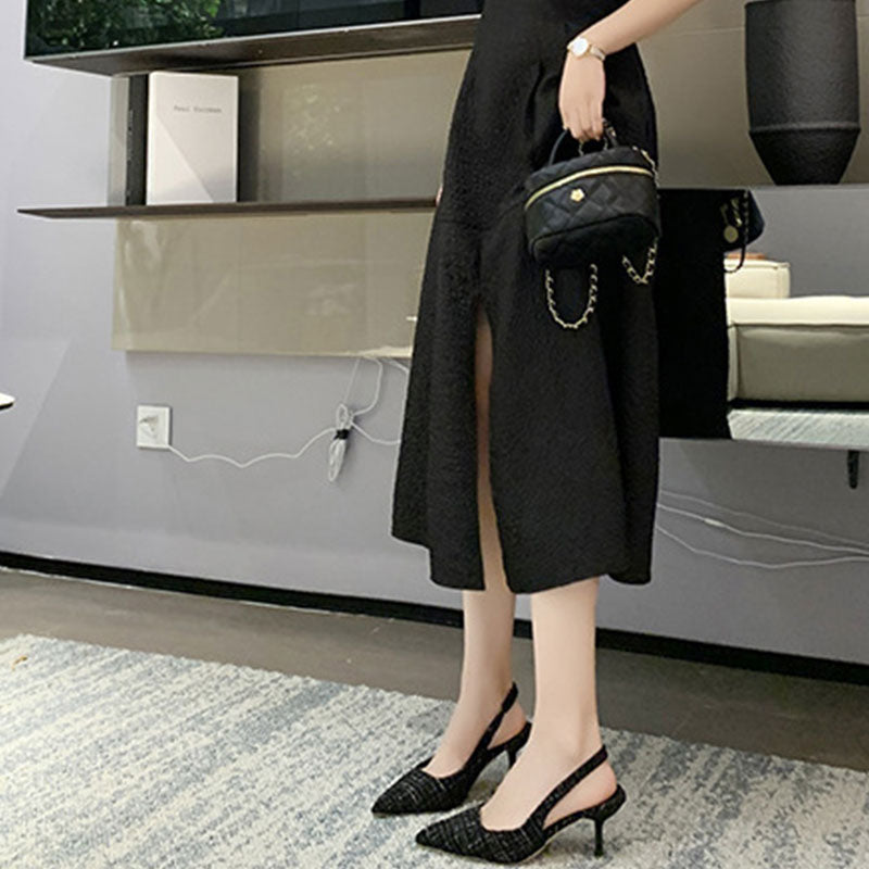 ハイヒールパンプスシューズレディースサンダルチェック柄靴