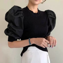 画像をギャラリービューアに読み込む, パフスリーブニット切替トップス
