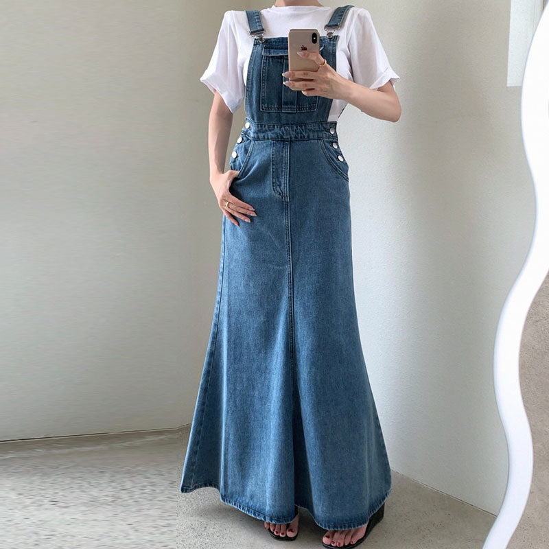 デニムサスペンダーワンピース