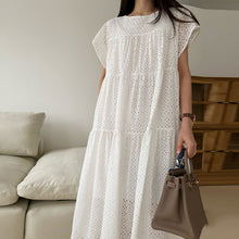 画像をギャラリービューアに読み込む, 透かし彫りレースフレンチ袖ワンピースデートワンピース
