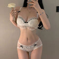 ブラジャー & ショーツセット レース リボン モチーフ 可愛い ランジェリー