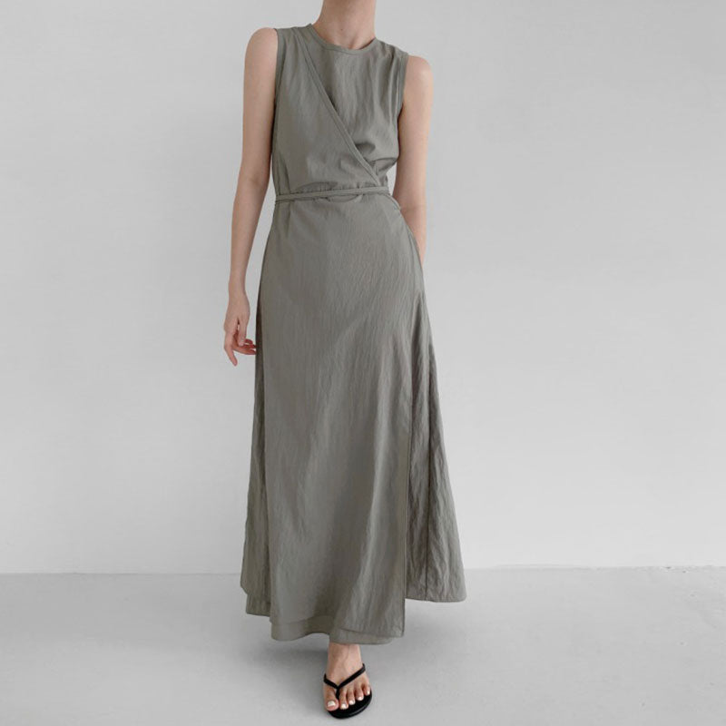 ラップワンピースカシュクールデザインノースリーブワンピース