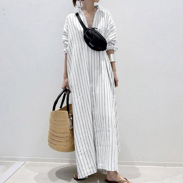 ストライプ柄シャツワンピースカジュアルワンピース