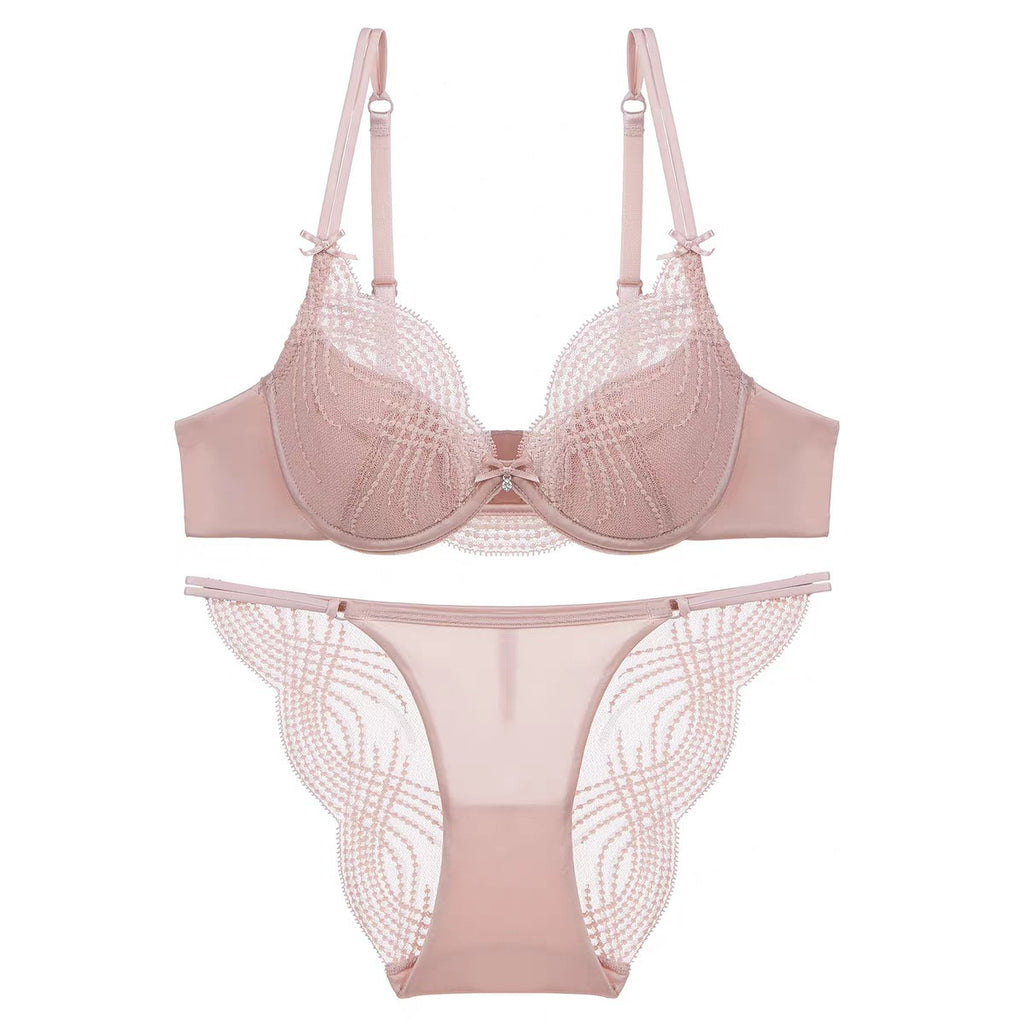 【ブラセット】レース ブラジャー + ショーツ 上下セット 谷間メイク 盛れる 大人可愛い