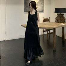 画像をギャラリービューアに読み込む, 重ね風フレア裾切替ベストワンピースカジュアルワンピース
