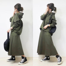 画像をギャラリービューアに読み込む, フード付き切替パーカー&amp;Aラインスカートセットアップ
