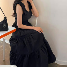 画像をギャラリービューアに読み込む, ギャザーフリルサスペンダーワンピースエレガンスデートワンピース
