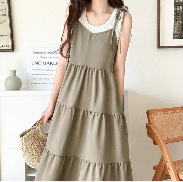 キャミワンピース調節可能ケーキワンピースカジュアルワンピース