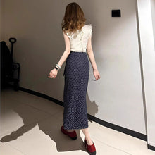 画像をギャラリービューアに読み込む, 透かし編みノースリーブ × ラップスリットスカート セットアップ デート カジュアル
