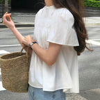 プリーツ半袖シャツトップス