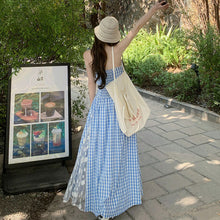 画像をギャラリービューアに読み込む, チェック柄レース切替キャミワンピース
