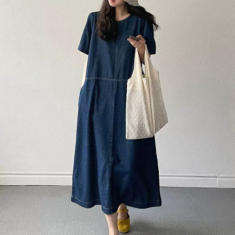 けだるい風シンプルコーデカジュアルワンピース半袖ワンピース