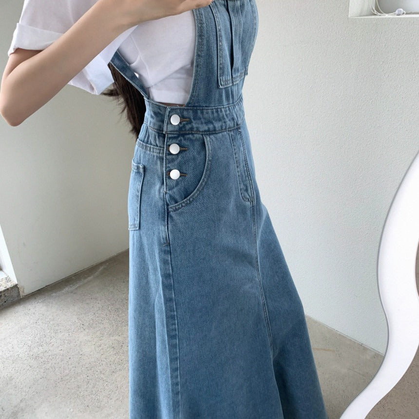 デニムサスペンダーワンピース