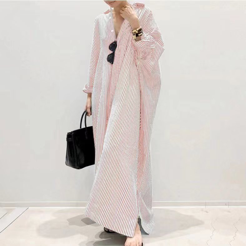 ストライプ柄シャツワンピースカジュアルワンピース