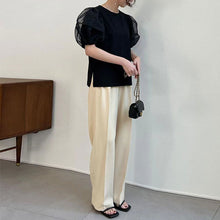 画像をギャラリービューアに読み込む, メッシュパフスリーブ半袖Tシャツトップス
