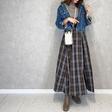 画像をギャラリービューアに読み込む, ハイネックニットトップス＆チェック柄スカートセットアップ

