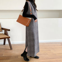 画像をギャラリービューアに読み込む, チェック柄Ｖネックベストワンピースカジュアルワンピース
