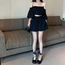 画像をギャラリービューアに読み込む, ボートネックパフスリーブトップス＆ショートパンツセットアップ
