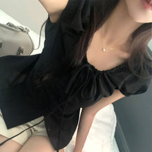 画像をギャラリービューアに読み込む, パフスリーブリボンブラウストップス
