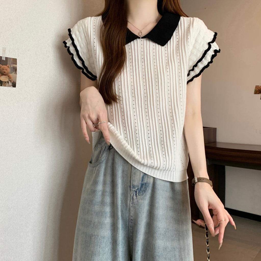 フレア裾薄ニットトップス大人かわいいトップス
