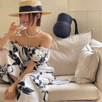 花柄ゴムバストオールインワン旅行コーデパフスリーブジャンプスーツ