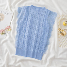 画像をギャラリービューアに読み込む, ニット切替レースフリル裾ニットトップス
