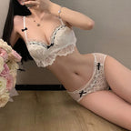 ブラジャー & ショーツセット レース リボン モチーフ 可愛い ランジェリー