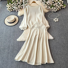 画像をギャラリービューアに読み込む, パフスリーブニットセーター＆ロングスカートセットアップ
