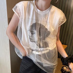 レースフレンチ袖重ね風Tシャツトップス