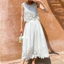 画像をギャラリービューアに読み込む, 刺繍花柄ベストトップス＆Aラインスカートセットアップ
