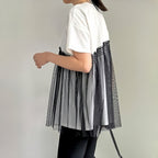 メッシュ切替半袖Tシャツシンプルコーデしやすいトップス