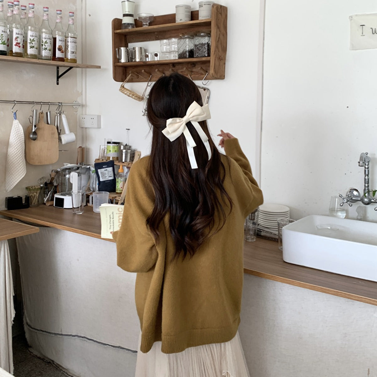 シンプルコーデしやすい無地ニットカーディガンアウタートップス