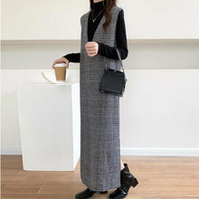 画像をギャラリービューアに読み込む, チェック柄Ｖネックベストワンピースカジュアルワンピース
