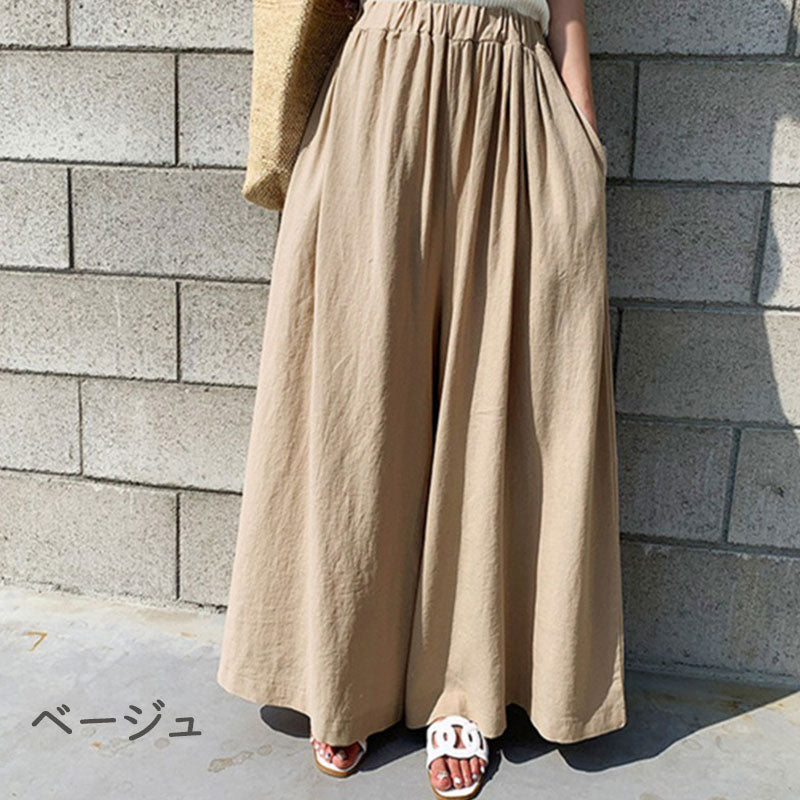 無地けだるい風カジュアルパンツガウチョパンツスカンツボトムス