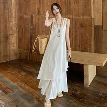 画像をギャラリービューアに読み込む, 重ね風フレア裾切替ベストワンピースカジュアルワンピース
