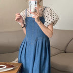 デニムキャミワンピースコーデしやすいカジュアルワンピース