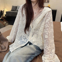 画像をギャラリービューアに読み込む, レースフード付きカーディガンアウター
