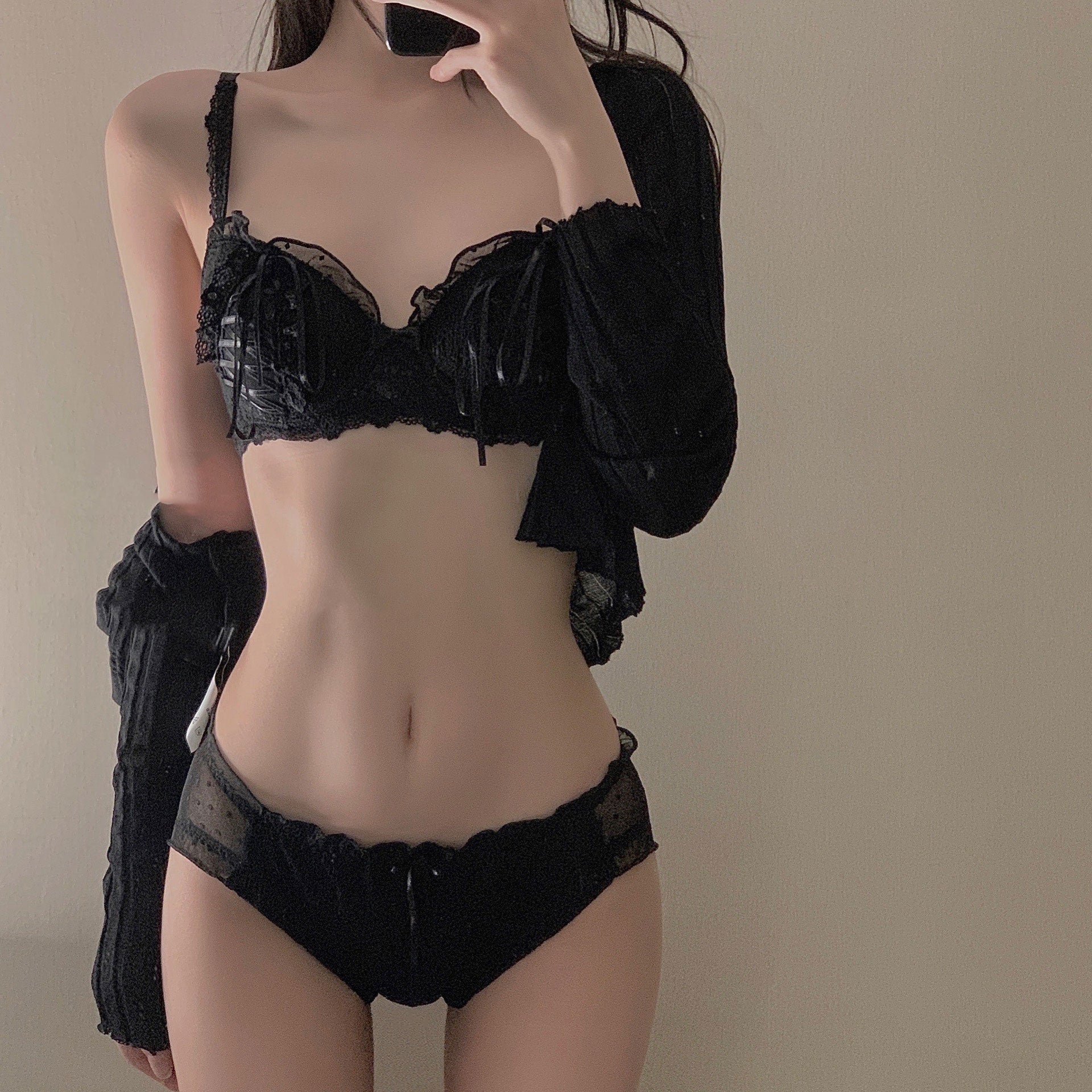 ブラジャー & ショーツセット レース リボン フリル 可愛い ランジェリー